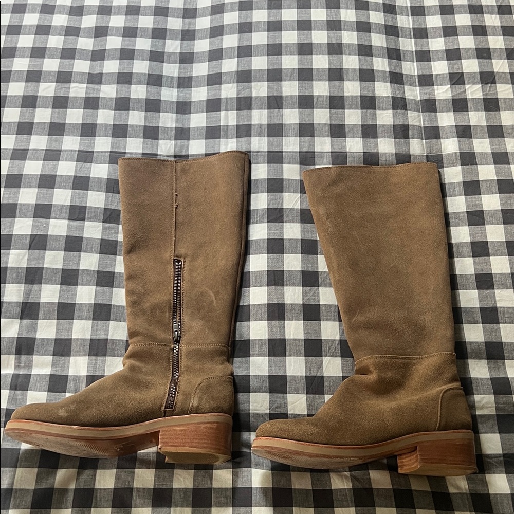 Brown Suede Knee-High Boots
